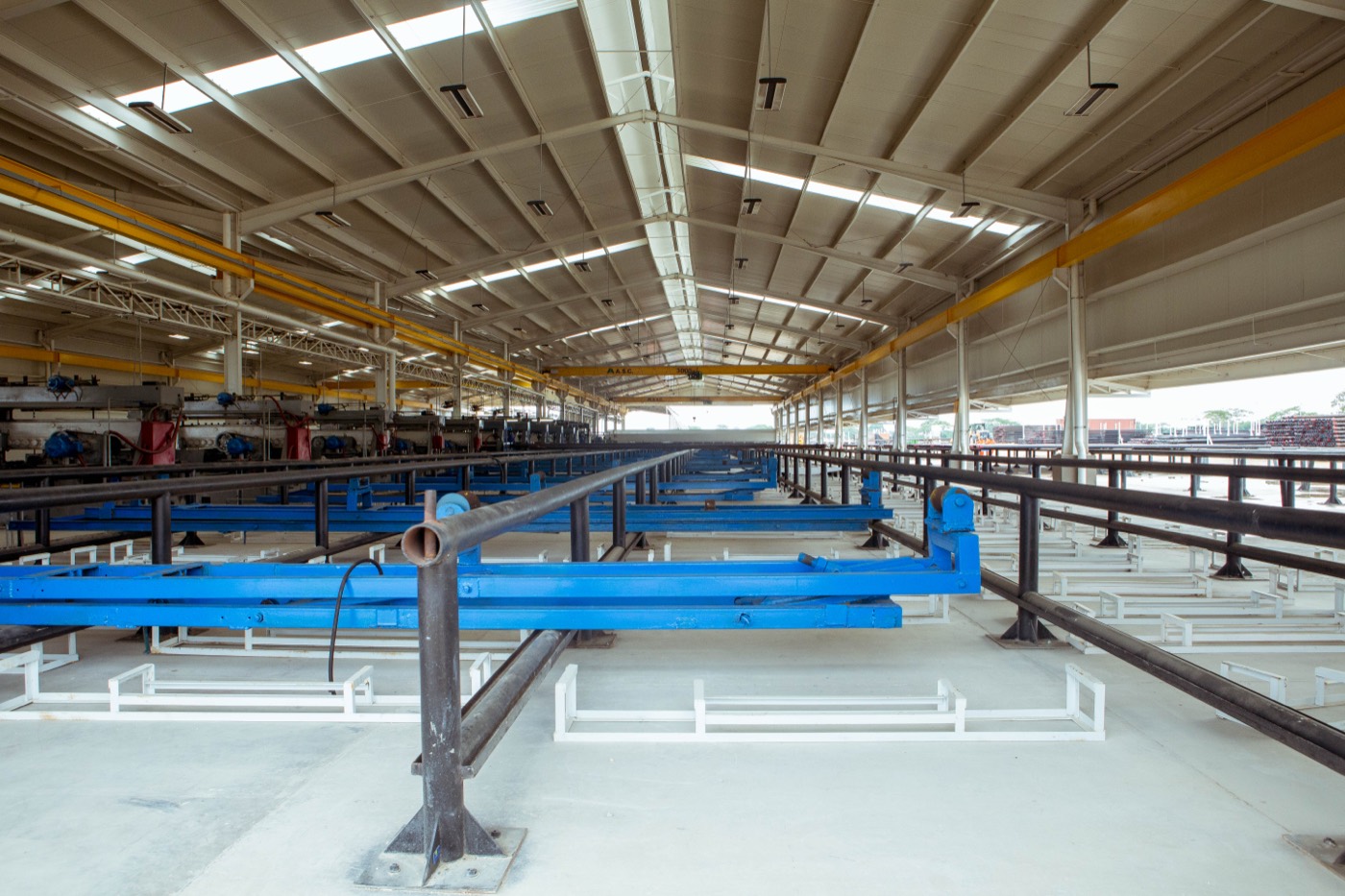 Pipe racks inside the hall